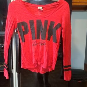 Victoria's Secret Red Long Sleeve Top with Black Accents
